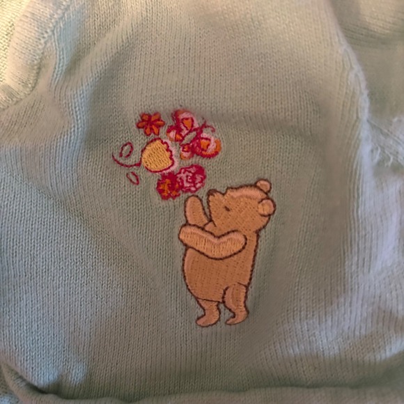 Vintage Mint‎ Green Winnie the Pooh Disney Embroidered Cardigan (Girls 24M) - Picture 4 of 6